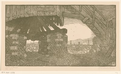 Nederste del av en melmølle i Brugge Vindmølle i Brugge (original tittel) av Wijnand Otto Jan Nieuwenkamp (signed by artist)