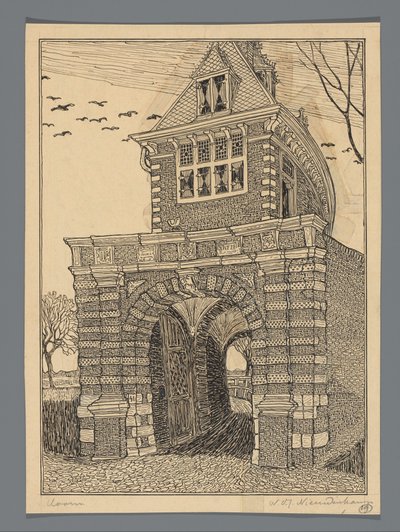 Oosterpoort i Hoorn av Wijnand Otto Jan Nieuwenkamp (signed by artist)