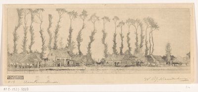 Rekke med trær bak hus i Haarlemmermeer I Haarlemmermeer (original tittel) av Wijnand Otto Jan Nieuwenkamp (signed by artist)