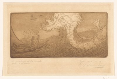 Fiskere til sjøs og død The Traveler and Death (original tittel) Le Pecheur et la Mort (tittel på objekt) av Wijnand Otto Jan Nieuwenkamp (signed by artist)