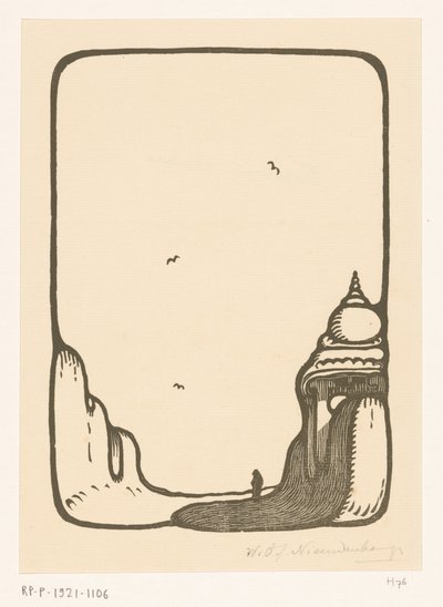 Vei mot en tempelport i Madurai Temple Gate Madura (original tittel) av Wijnand Otto Jan Nieuwenkamp (signed by artist)
