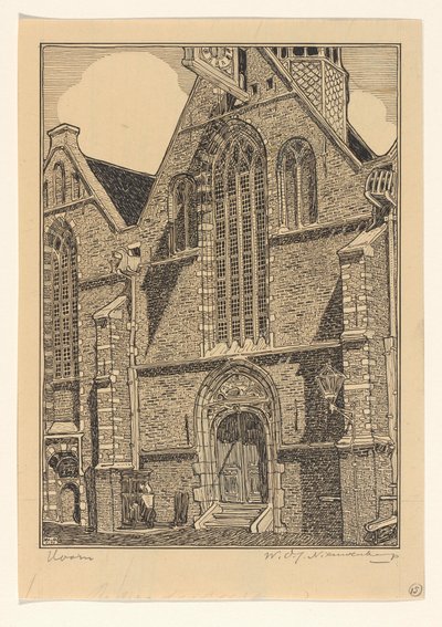 Vestlig fasade av Noorderkerk i Hoorn av Wijnand Otto Jan Nieuwenkamp (signed by artist)