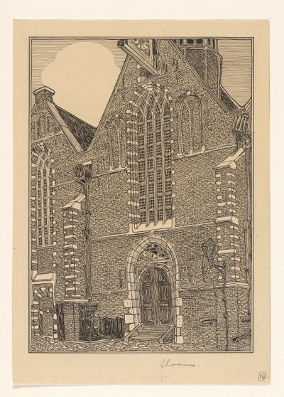 Vestlig fasade av Noorderkerk i Hoorn av Wijnand Otto Jan Nieuwenkamp (signed by artist)