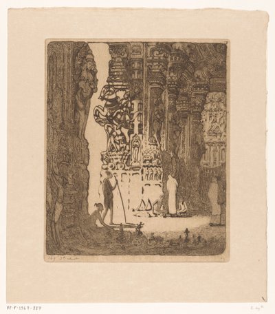 Skulpterte søyler i en basar i Madurai Bazaar, Madura (original tittel) av Wijnand Otto Jan Nieuwenkamp