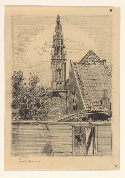 Utsikt over leketårnet til Vår Frue kirke i Edam av Wijnand Otto Jan Nieuwenkamp