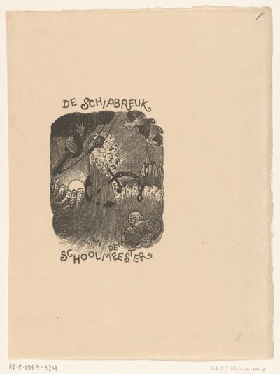 Utforming av tittelside for: Skolemesteren, Forliset av Wijnand Otto Jan Nieuwenkamp