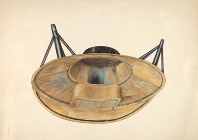 Sirkulært blikkbadekar, ca. 1938. av Wilbur M Rice