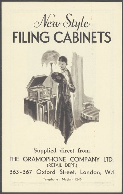The Gramophone Company Arkivskap, 1920-tallet av Wilfred Fryer, Curtis Advertising Agency