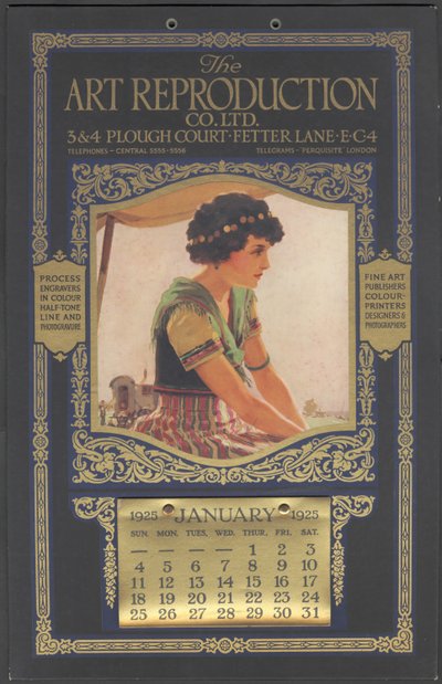 The Art Reproduction Company-kalender, 1925 av Wilfred Fryer