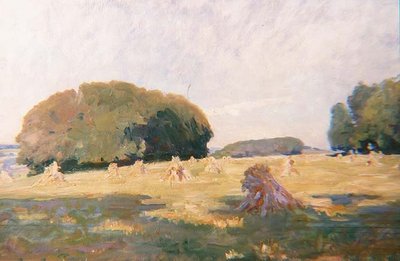 Høystakker i et felt av Wilfred Gabriel de Glehn