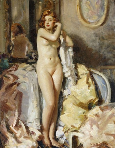 Står foran speilet, rødt hode av Wilfred Gabriel de Glehn