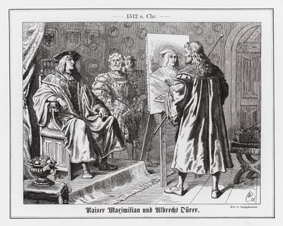Albrecht Dürer maler sitt portrett av den hellige romerske keiseren Maximilian I av Wilhelm Camphausen