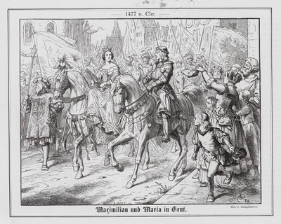 Erkehertug Maximilian av Østerrike og Maria av Burgund i Gent av Wilhelm Camphausen