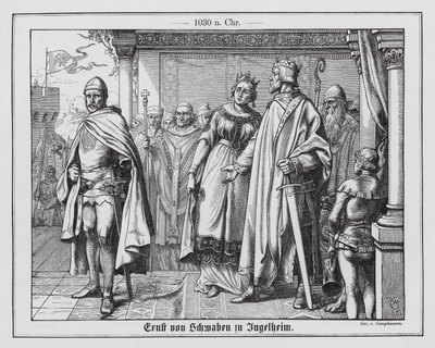 Ernest II, hertug av Schwaben, foran den hellige romerske keiseren Konrad II i Ingelheim, Tyskland av Wilhelm Camphausen