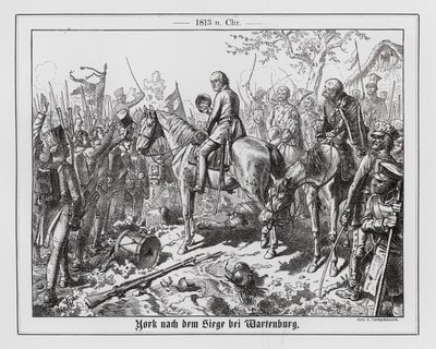Den prøyssiske generalen Ludwig von Yorcks seier i slaget ved Wartenburg av Wilhelm Camphausen