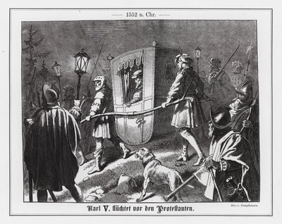 Den hellige romerske keiseren Karl V flykter fra protestantene av Wilhelm Camphausen