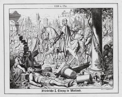 Den hellige romerske keiseren Fredrik I går inn i Milano av Wilhelm Camphausen