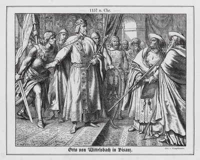 Den hellige romerske keiseren Fredrik I hindret Otto av Wittelsbach i å angripe den pavelige legaten Besançon av Wilhelm Camphausen