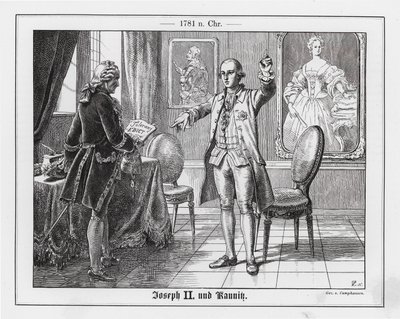 Den hellige romerske keiseren Josef II og hans statskansler, prinsen av Kaunitz-Rietberg av Wilhelm Camphausen
