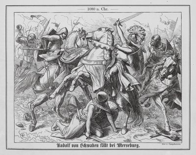 Opprørshertugen Rudolf av Schwaben dødelig såret i slaget ved Elster av Wilhelm Camphausen