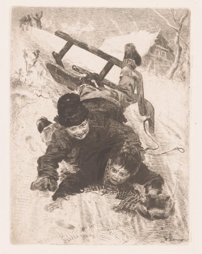 To gutter faller fra en slede av Wilhelm Carl August Zimmer