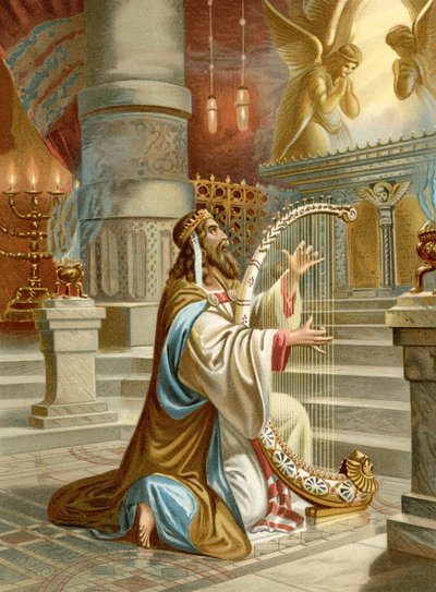 Salmisten David (farge litho) av Wilhelm Ebbinghaus