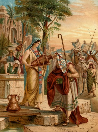 Eliezer tester Rebecca (farge litho) av Wilhelm Ebbinghaus
