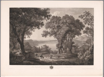 Utsikt over Albanosjøen nær Roma Der See von Albano dei Rom (tittel på objekt) av Wilhelm Friedrich Gmelin