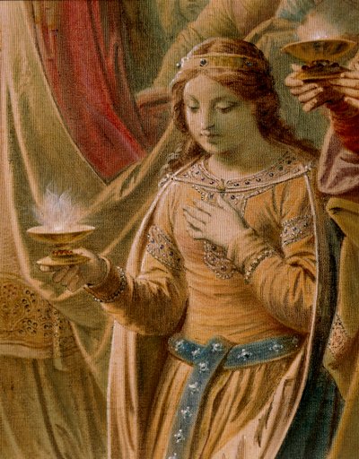 The Miracle of the Grail, fra Lohengrin Saga, Salon (olje på lerret) (detalj av 419256) av Wilhelm Hauschild