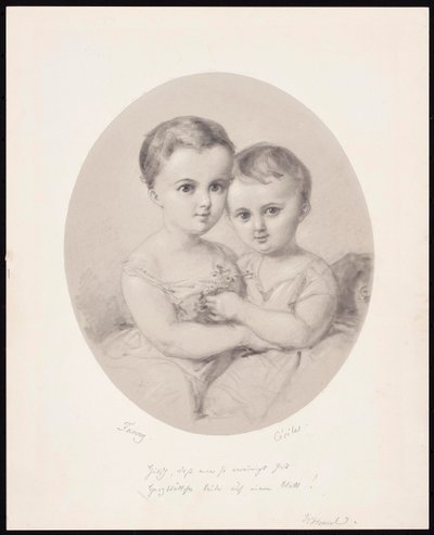 Barnebarna Fanny og Cécile Hensel, ca 1860. av Wilhelm Hensel
