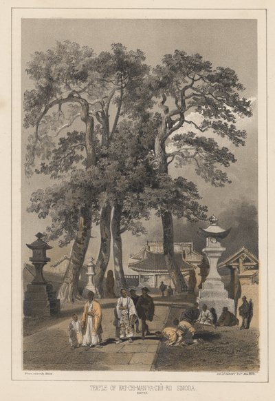 Temple of Hat-Chi-Man-Ya-Chu-Ro, Simoda (Sintoo), 1855 av Wilhelm Joseph Heine