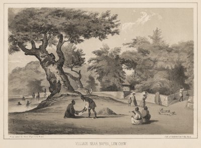 Landsby nær Napha, Lew Chew, 1855 av Wilhelm Joseph Heine