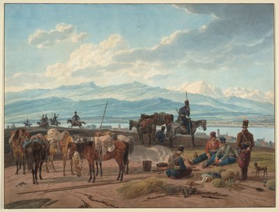 Stopp av russiske kosakker, 1804 av Wilhelm Kobell Ritter von