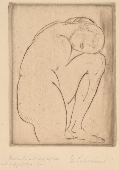 Bader med hodet på kneet av Wilhelm Lehmbruck
