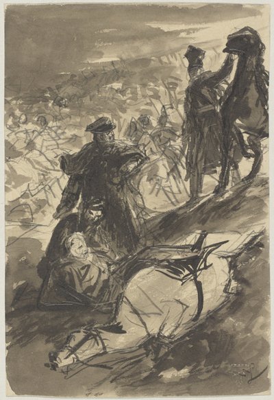 Bluchers fall i slaget ved Ligny av Wilhelm Lindenschmit der Jüngere