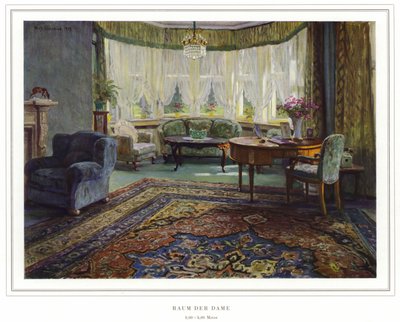 Teppeprodusenters virksomhet Halvmåne teppefabrikk av Koch und Te Kock (farge litho) av Wilhelm Ludwig Heinrich Claudius