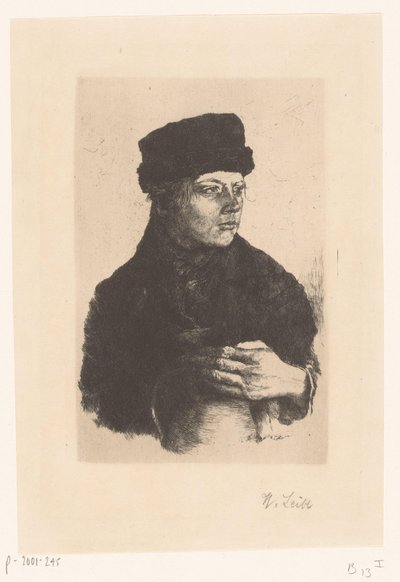 Gårdsgutt med kanne av Wilhelm Maria Hubertus Leibl (signed by artist)