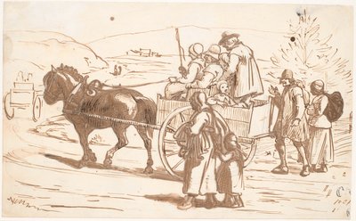 Bønder fra Orsa menighet kjører til Kirke, Dalarne av Wilhelm Marstrand