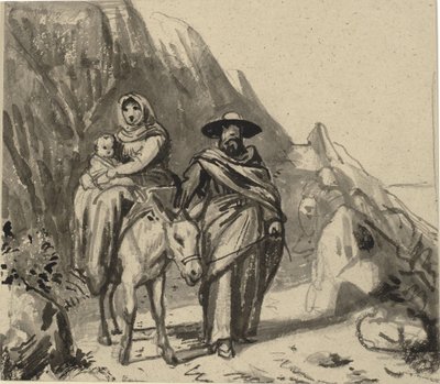 Den hellige familie, mellom steinene på vei til Egypt av Wilhelm Marstrand