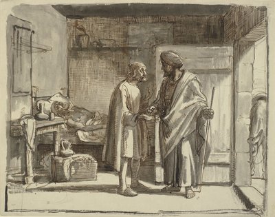 Den barmhjertige samaritan betaler verten av Wilhelm Marstrand