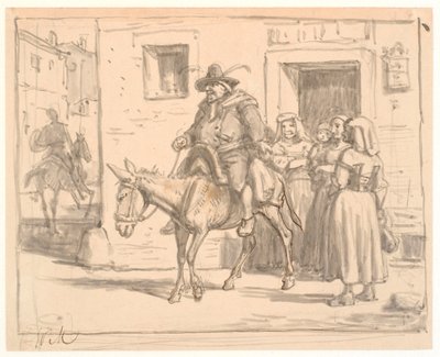 Don Quixote og Sancho Panza forlater tavernaen av Wilhelm Marstrand