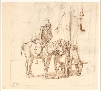 Don Quijote går opp på hesten sin av Wilhelm Marstrand