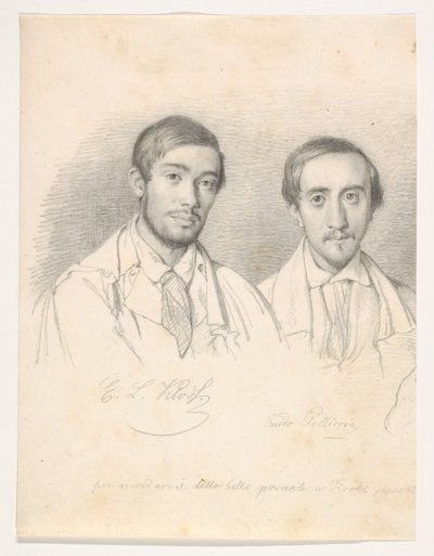Dobbeltportrett av kunstnerne E. F. Kloss og G. Pellicia av Wilhelm Marstrand