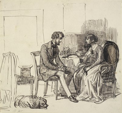 En herre på besøk hos en yngre dame av Wilhelm Marstrand