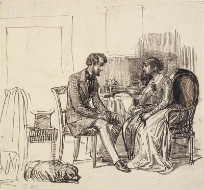En herre på besøk hos en yngre dame av Wilhelm Marstrand