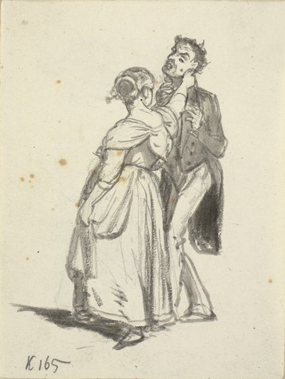 En jente drar en mann i øret av Wilhelm Marstrand