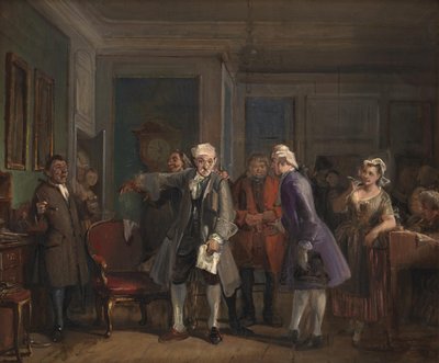 Fra Ludvig Holbergs "Den Stundesløse", 1. akt, scene 6 av Wilhelm Marstrand