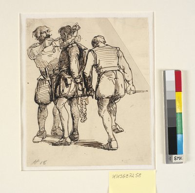 Gruppen med Rosenkrantz t.h. på tegningen ovenfor (kksgb7257) av Wilhelm Marstrand