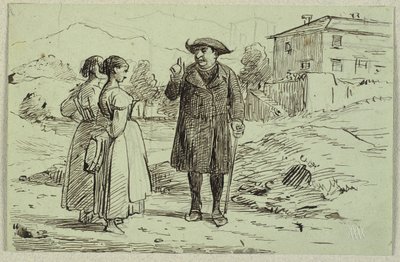 Italiensk scene med to kvinner og en far av Wilhelm Marstrand