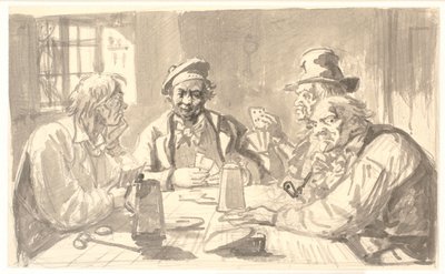 Kortspill i en tavernakjeller av Wilhelm Marstrand